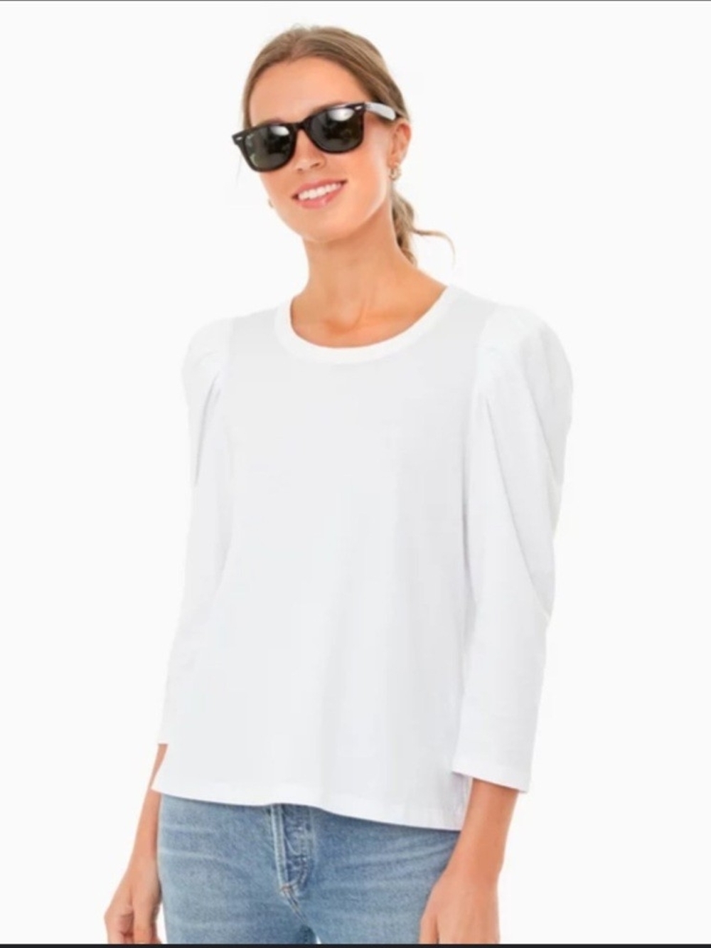 Pomander Place Tuckernuck Vesty White Puff Sleeve Crew Neck XS
